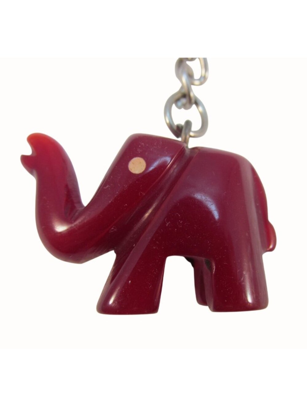 The Lotus House Maroon Resin Lucky Elephant Keychain Made in India